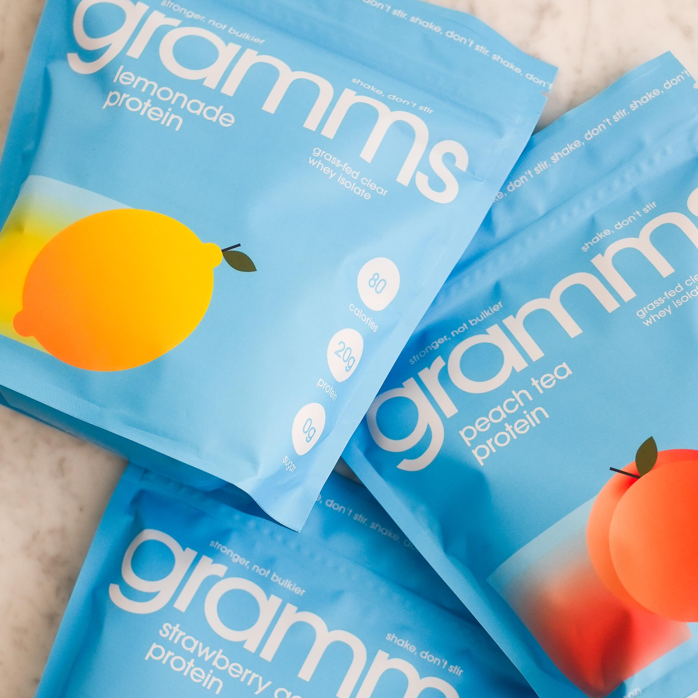 GRAMMS lemonade flavor 18 servings pouch ready for on-the-go hydration
