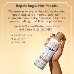 Grand Tongo DEET-Free repellent on arm for all-day mosquito protection