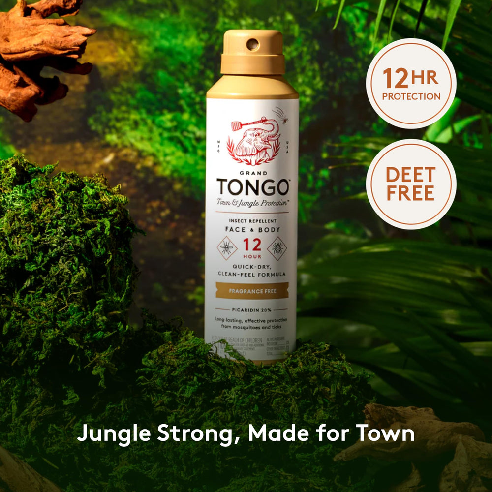 Grand Tongo repellent on face for comfortable, fragrance-free outdoor use