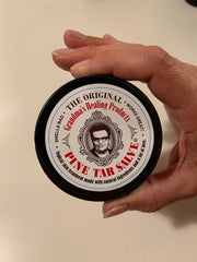 Grandma's Pine Tar Salve application scene with a clean Q-tip.