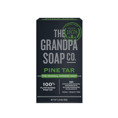 Grandpa Soap Company pine tar soap bar with rugged texture for daily cleansing.