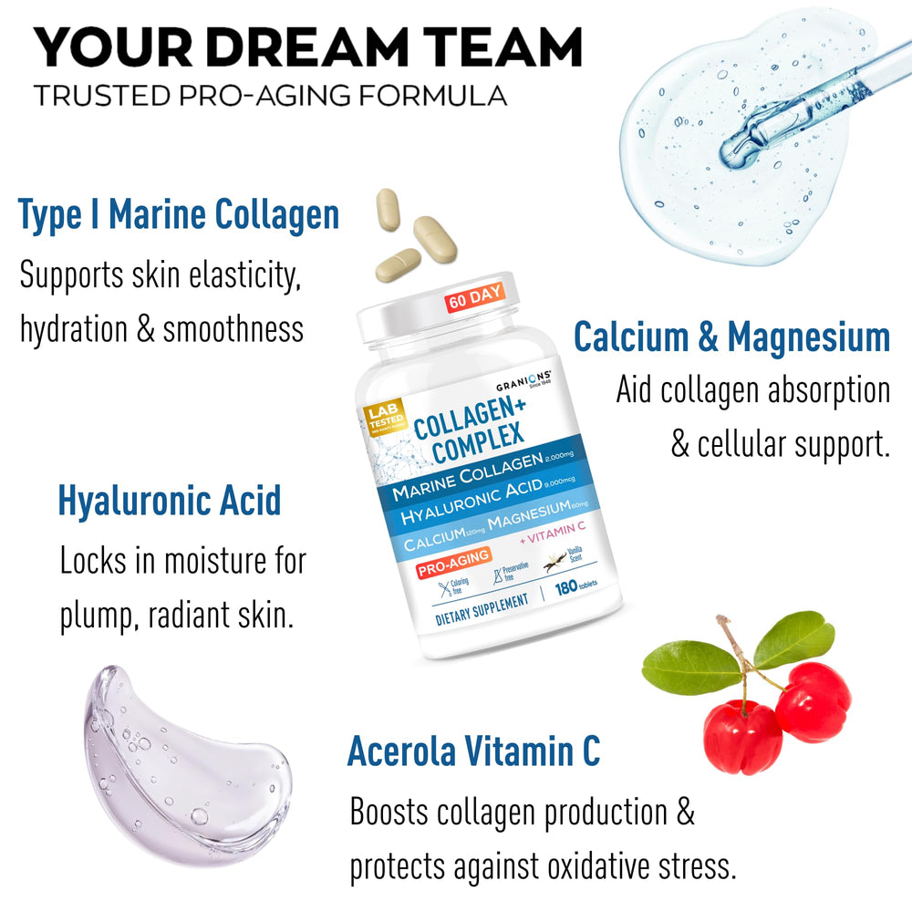 Granions breakable tablets closeup highlighting easy swallow for daily use.