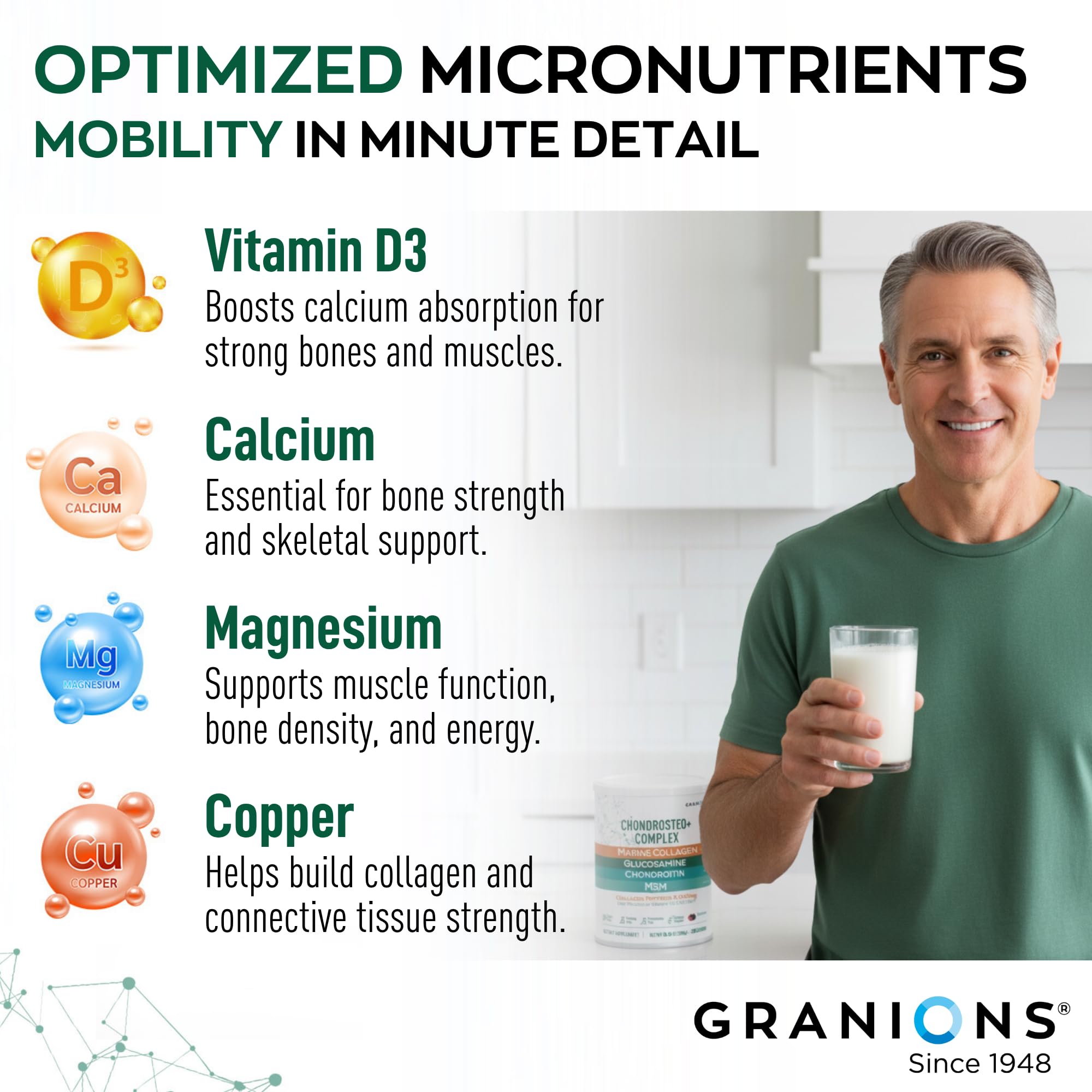 Granions hydrolyzed marine collagen peptides wild-berry closeup emphasizes bioavailability for connective tissue care.