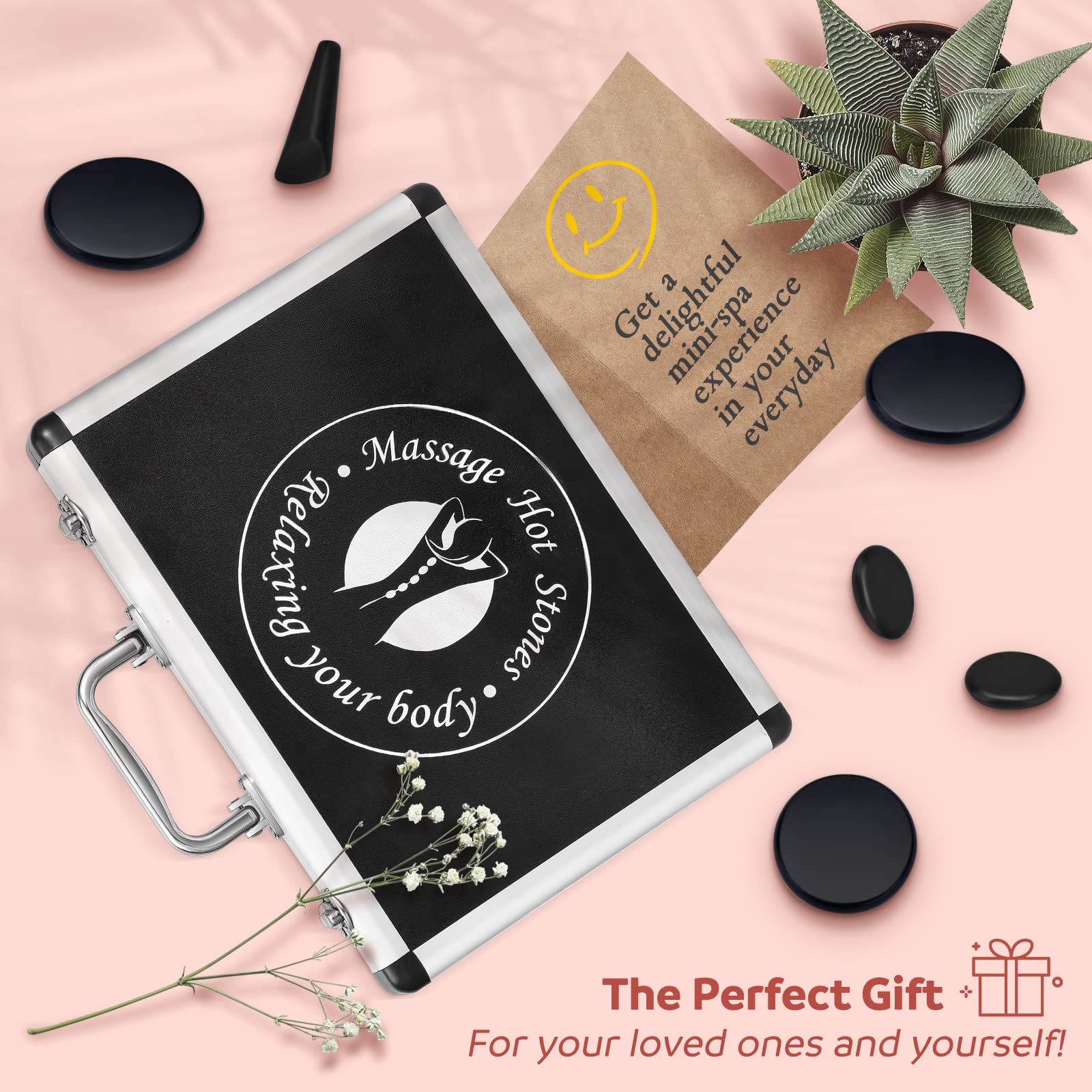 Granpay travel-friendly massage stones in a compact, portable case.