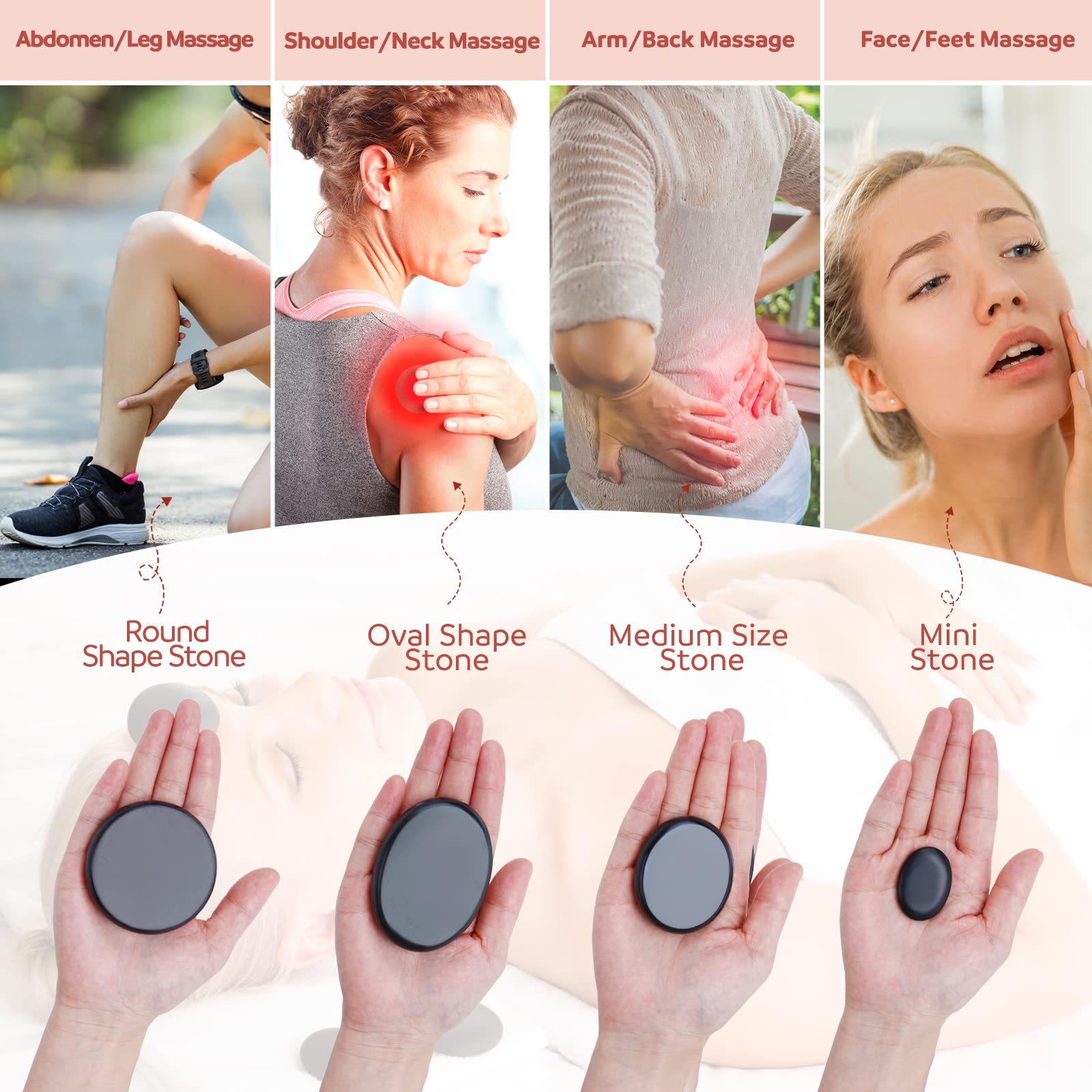 Granpay warming case heats stones to soothing temperature