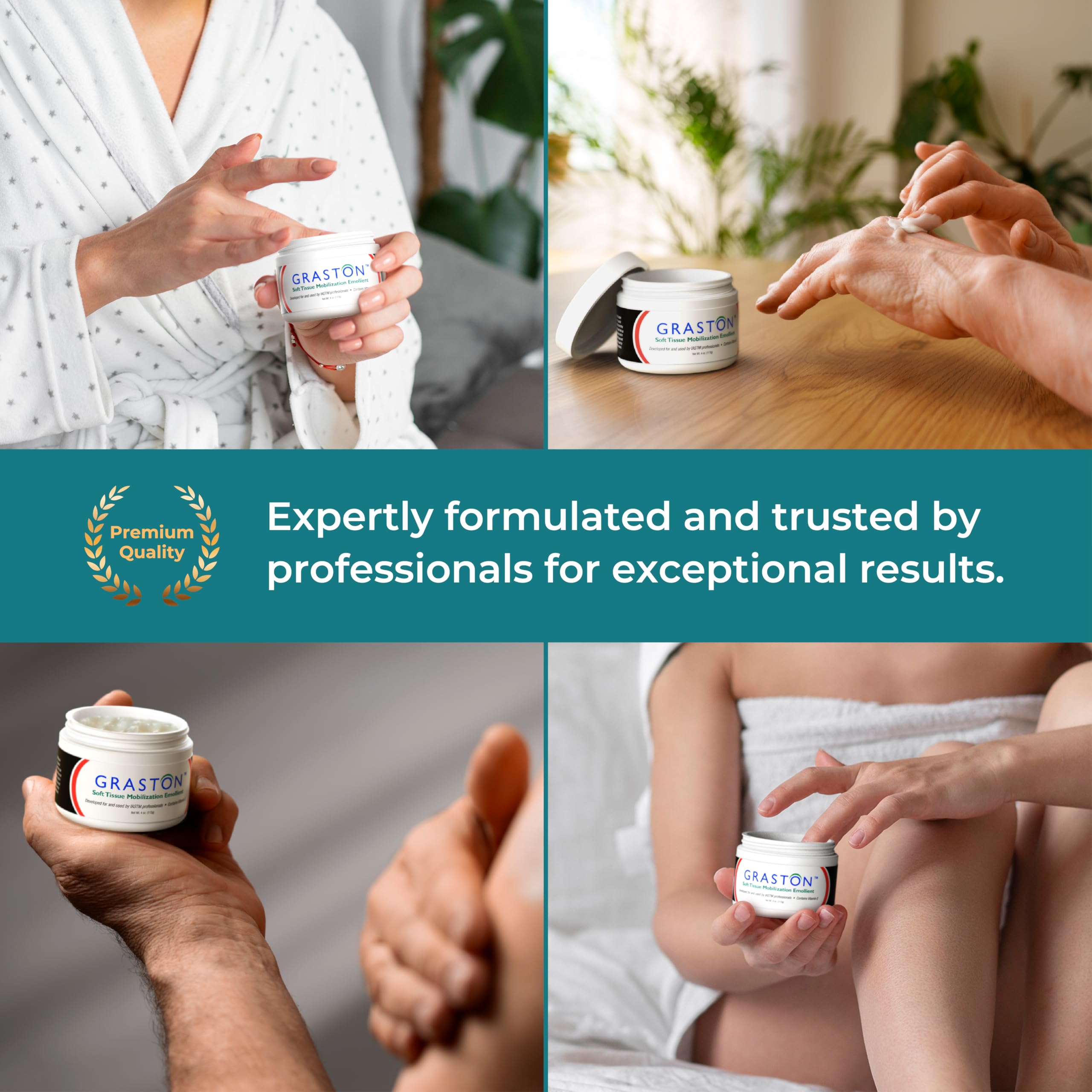 Graston Vitamin E Emollient in a therapy room for IASTM use