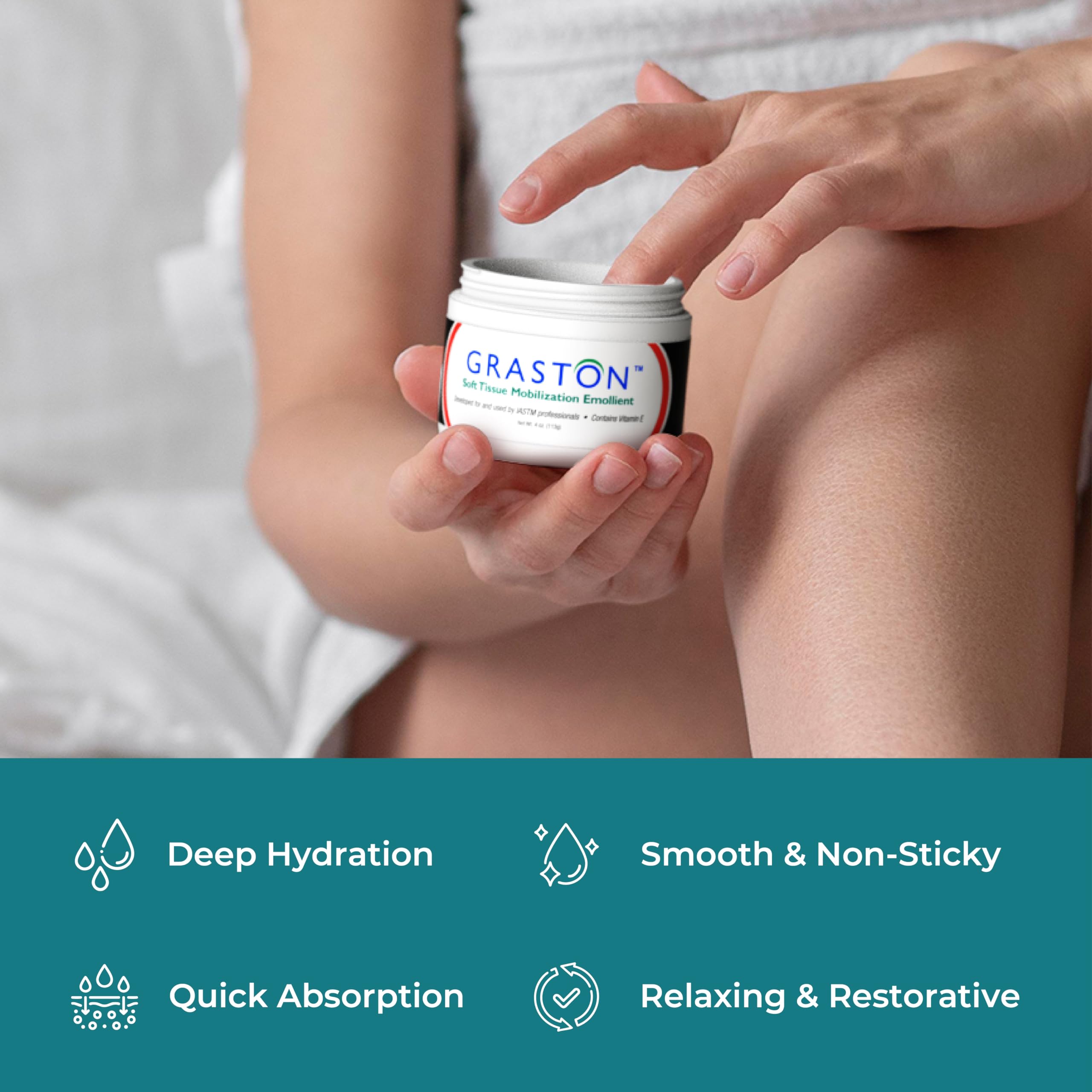 Graston Vitamin E Emollient texture closeup on smooth cream