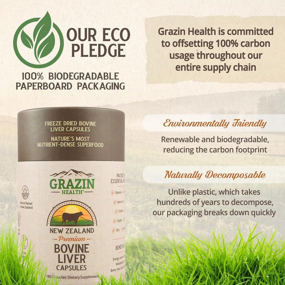 GRAZIN HEALTH capsules in hand illustrating portable nutrition option