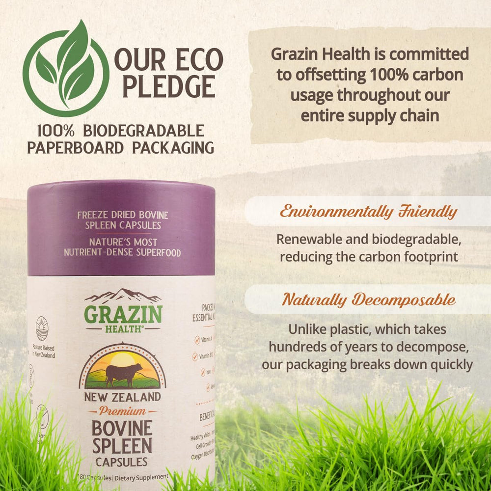 Packaging on shelf emphasizes whole-food organ support from GRAZIN HEALTH.