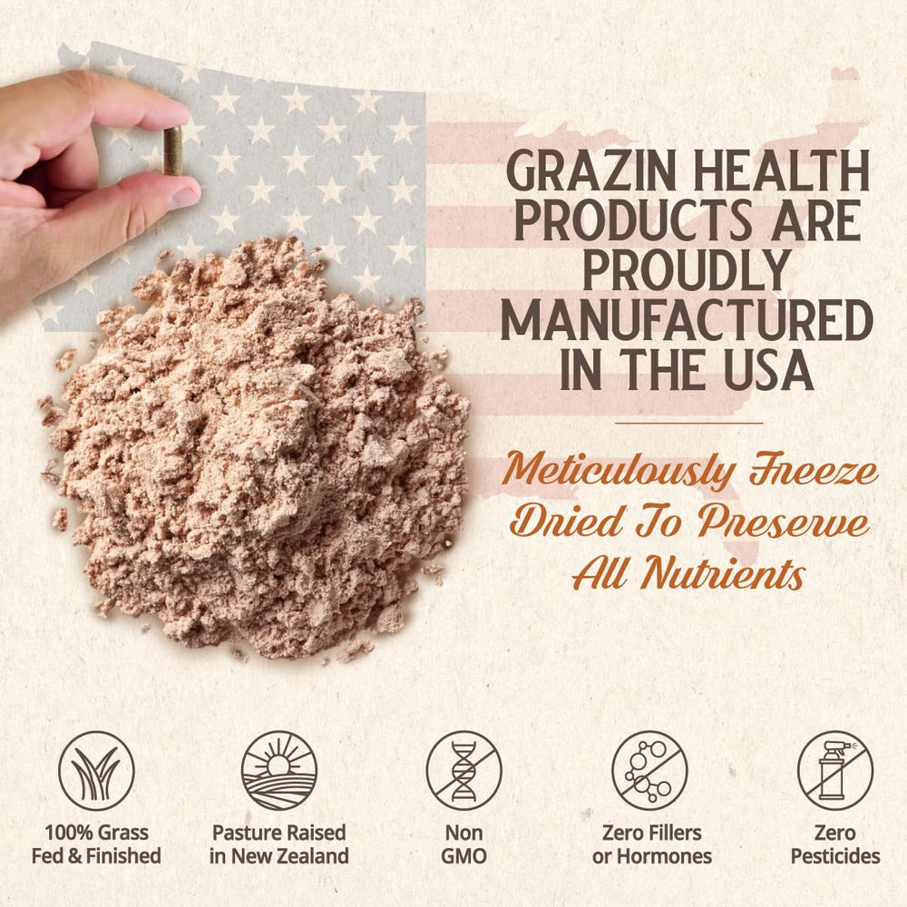 Label front emphasizes brand trust and product purity for GRAZIN HEALTH.