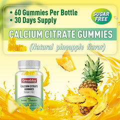 Greabby calcium citrate gummies label shot highlights 1,200 mg per serving.