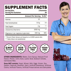 GREABBY L Glutamine Gummies close-up of berry-flavored chews.