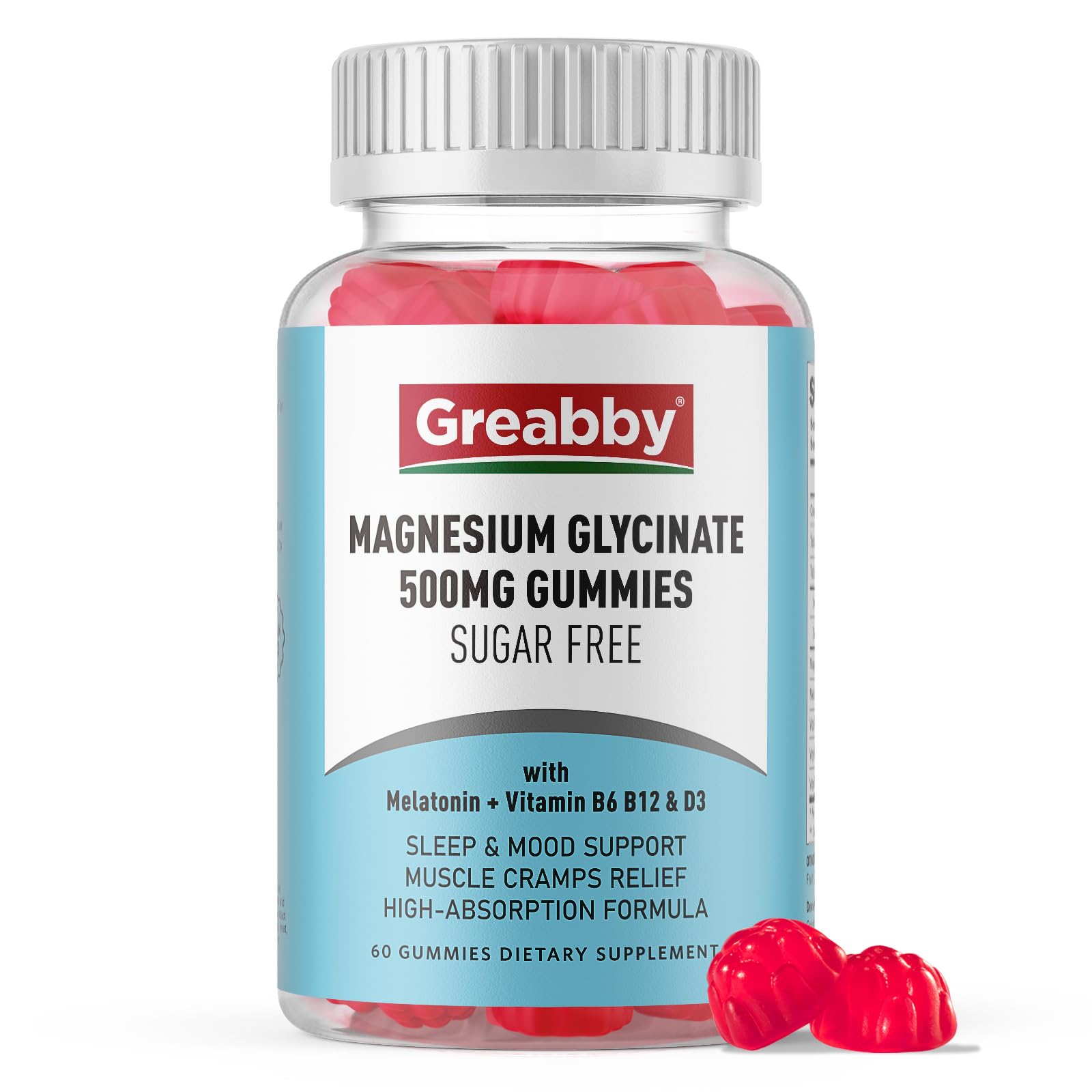 Greabby Magnesium Glycinate Gummies bottle for easy daily relaxation support.