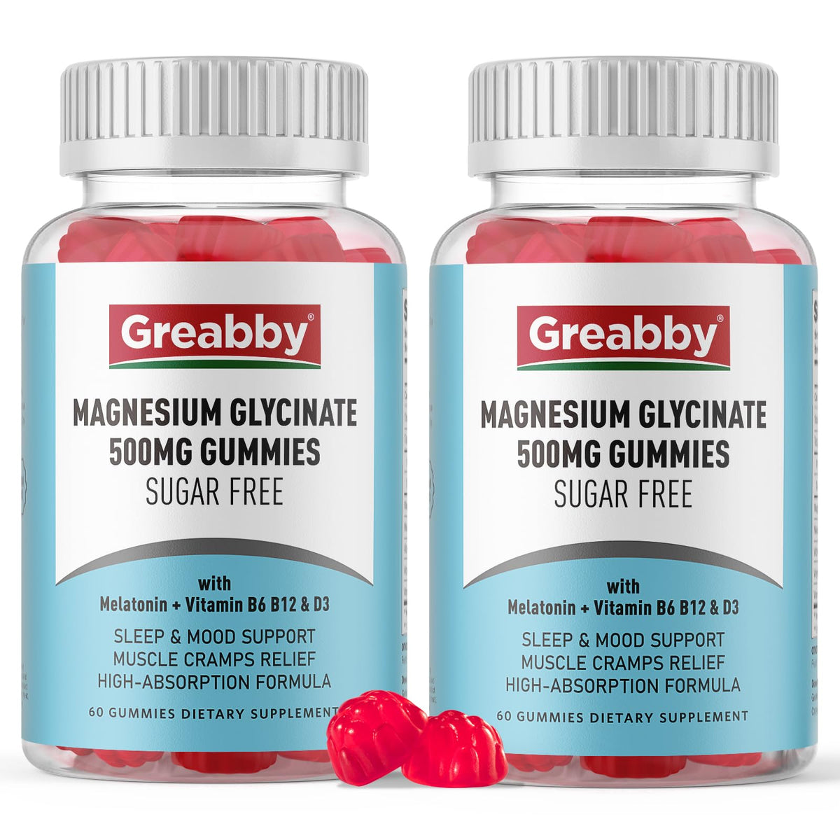 Greabby Magnesium Glycinate Gummies blueberry bottle for easy nightly wellness.