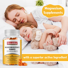 GREABBY magnesium glycinate gummies pack front view highlighting vegan formula