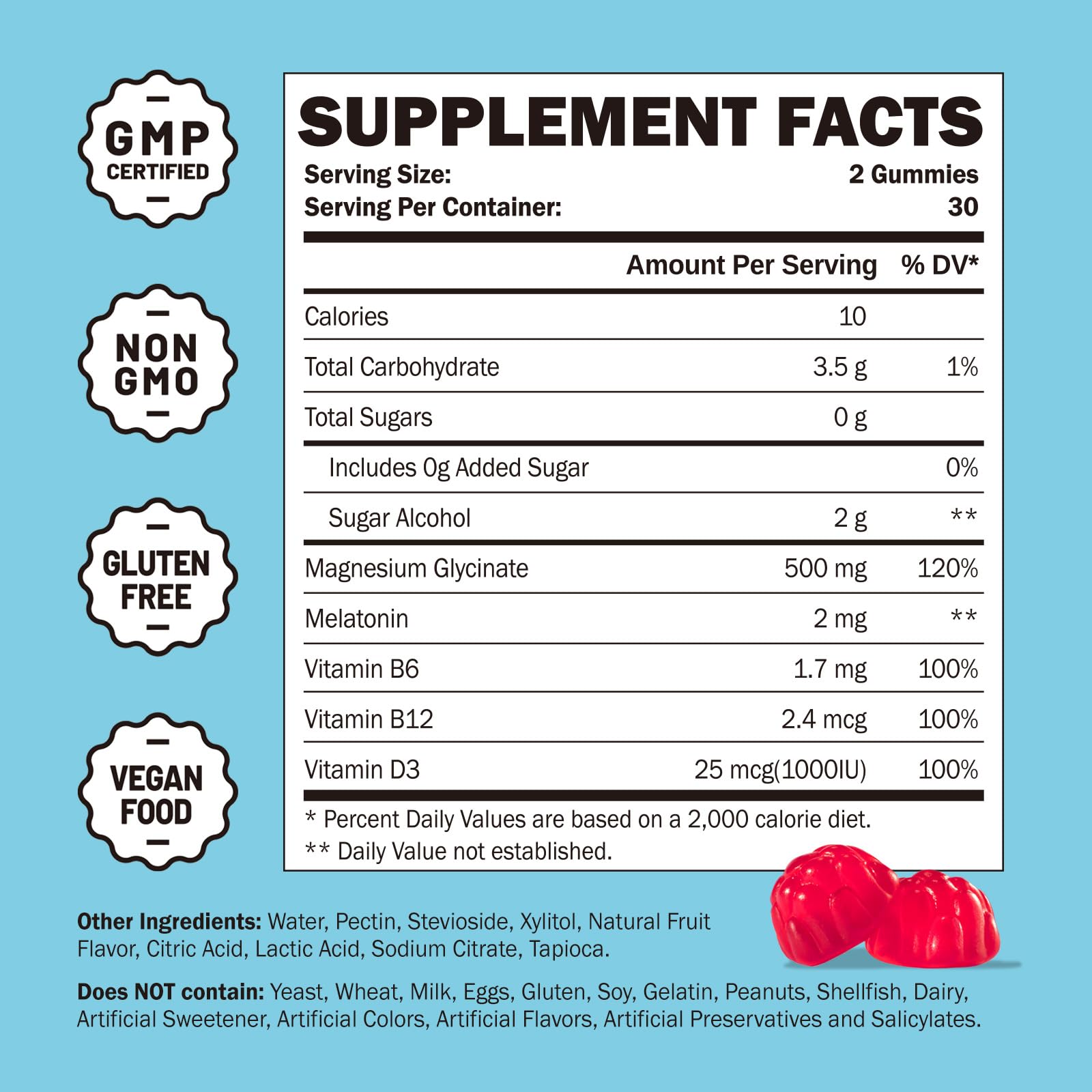 Greabby packaging emphasizing gluten-free and GMP-certified attributes.