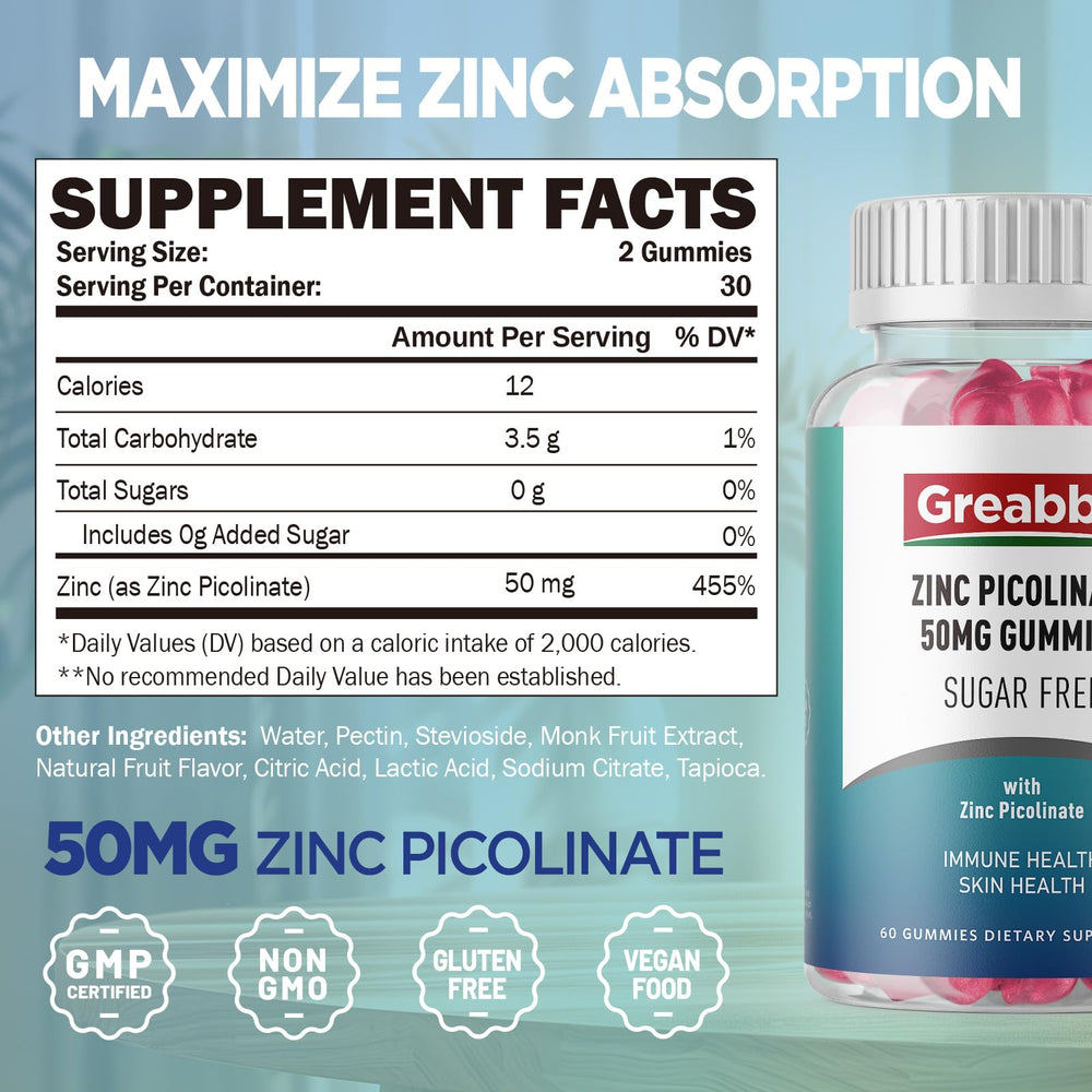 Gummy bottle with strawberry flavor supporting immune function and skin health through zinc picolinate