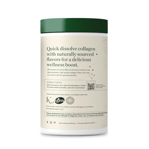 Great Lakes Wellness chai-flavored collagen powder glass, tasty supplement boost.