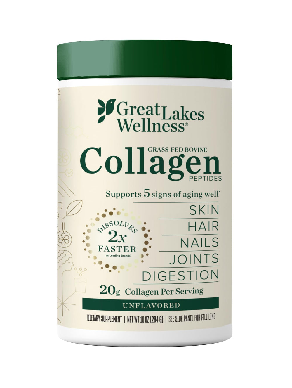 Great Lakes Wellness collagen peptides jar ready for daily routine