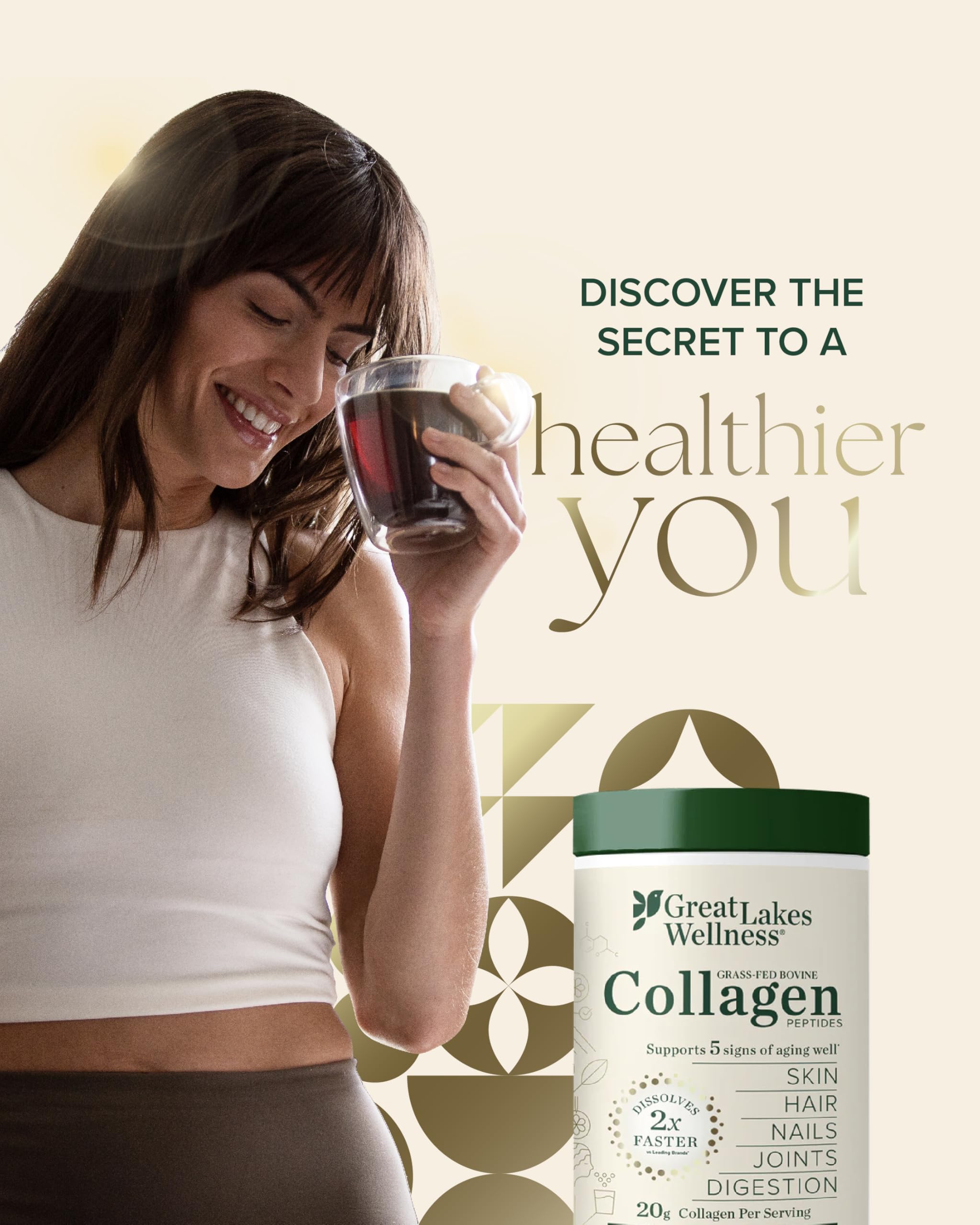 Great Lakes Wellness collagen powder added to a smoothie for easy nutrition