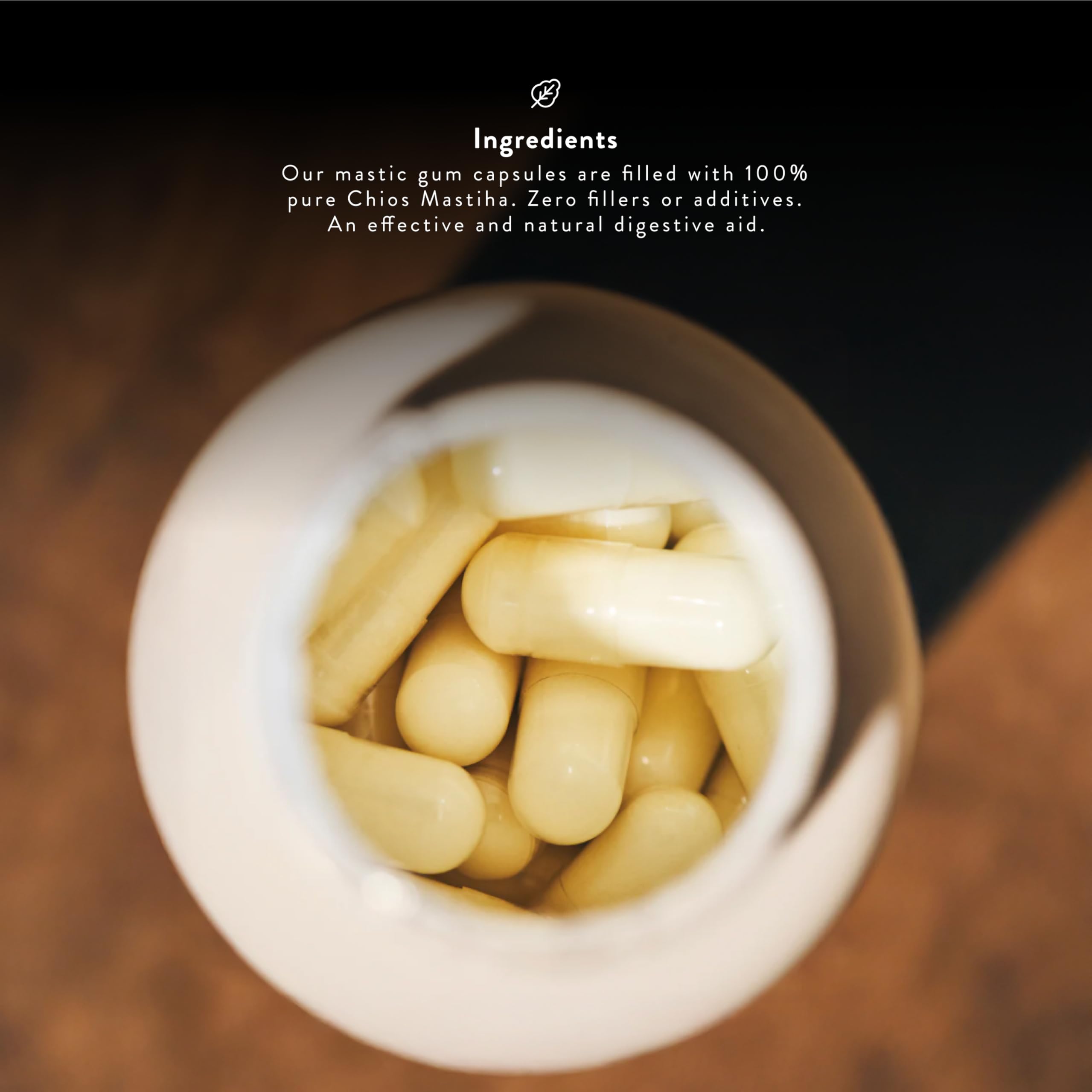 Fine powder form of Greco Gum Mastic used in capsules