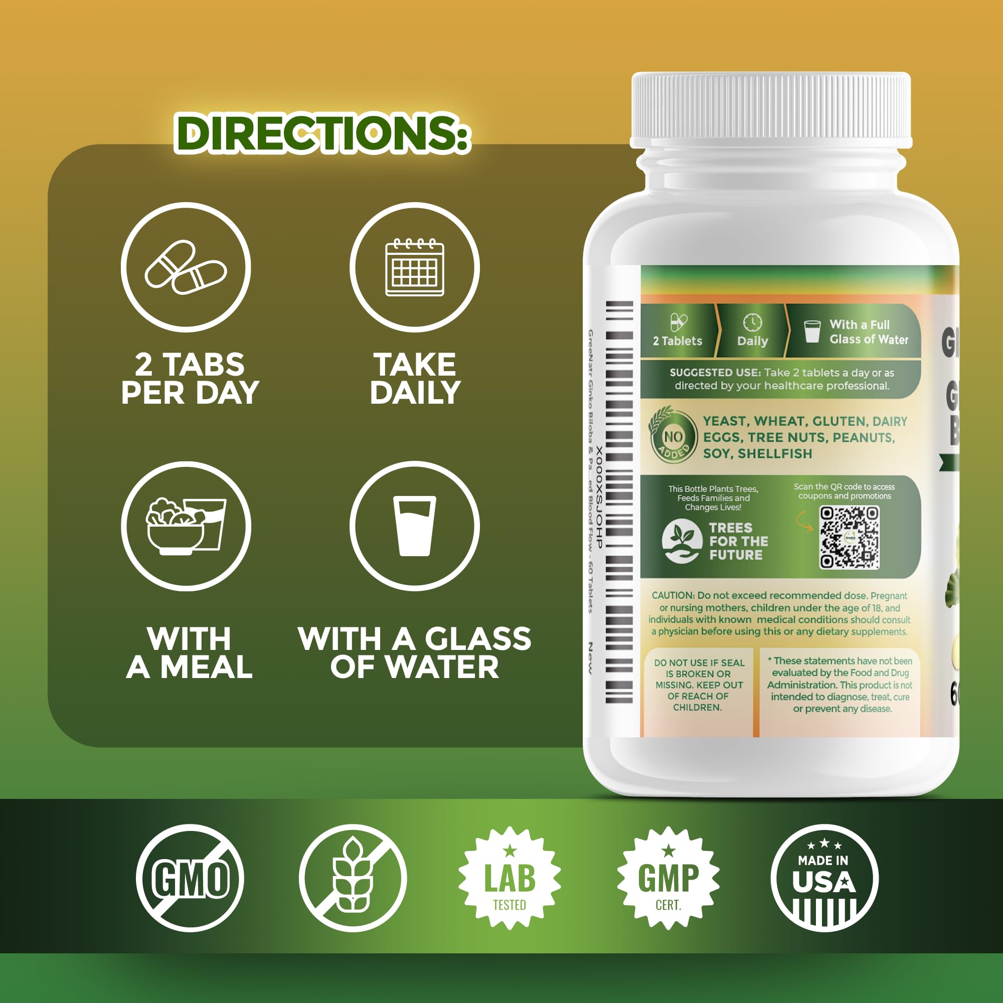 GreeNatr bottle label details vegan non-GMO formula for clean energy.
