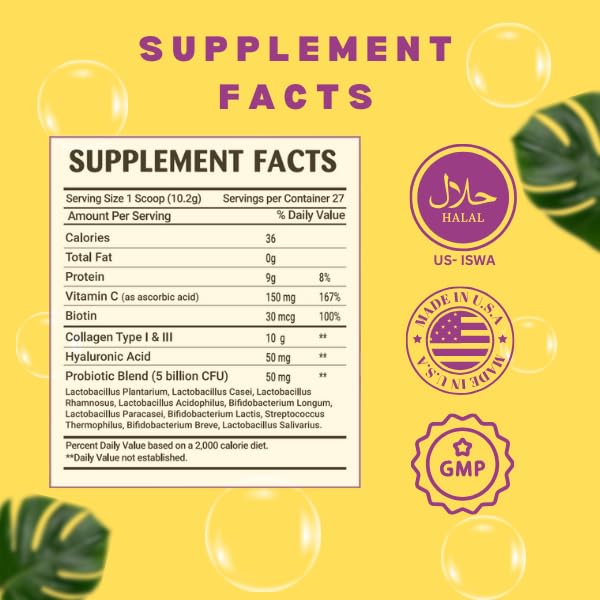 Green Field Nutritions Halal Collagen Powder packaging emphasizes Halal USA certification.