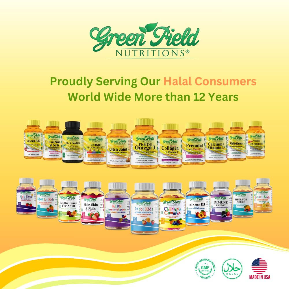 Gluten-free and peanut-free icons on Green Field Nutritions front packaging