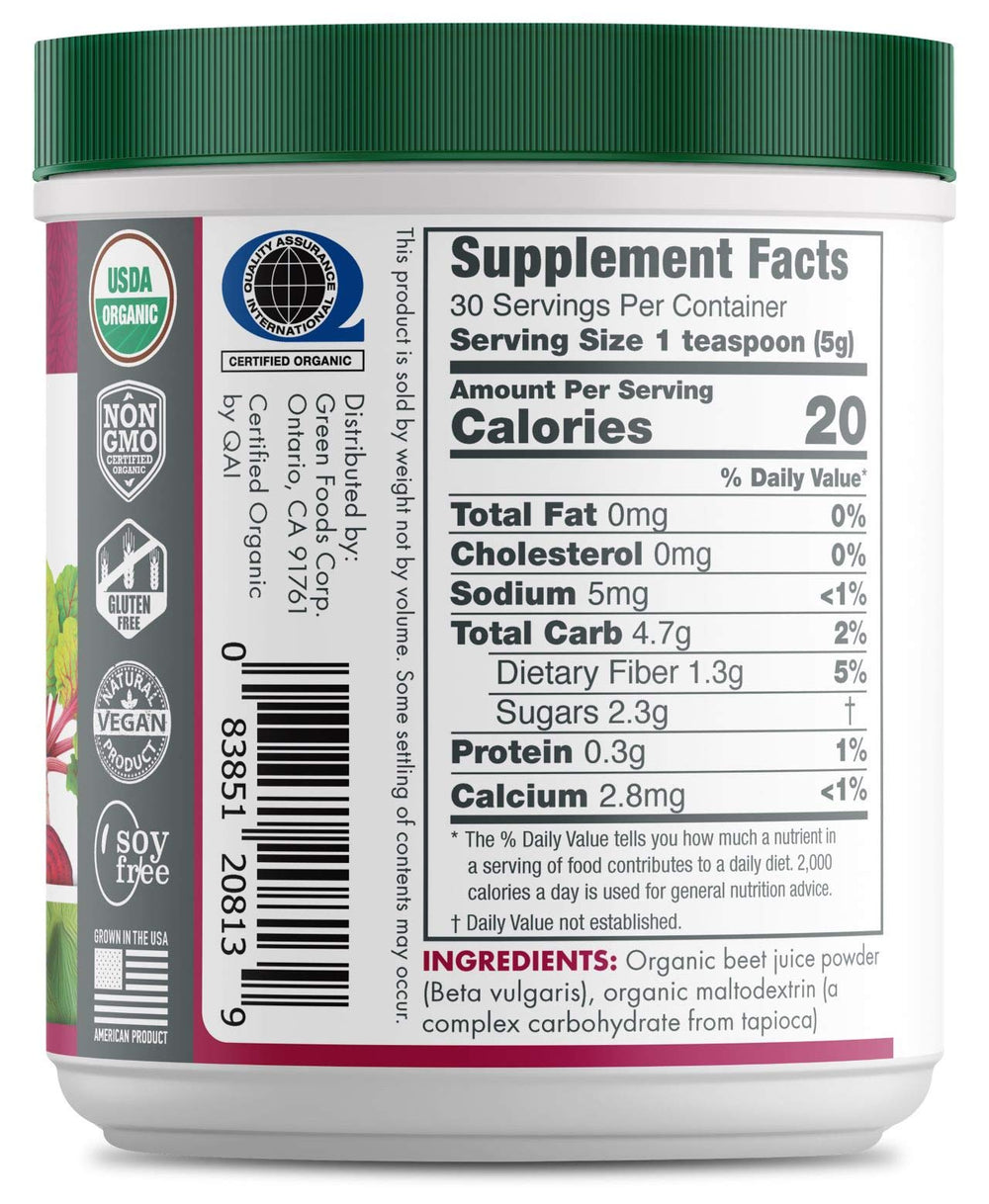 Close-up of Green Foods Beet Essence OG2 label, premium beet-derived flavor for recipes