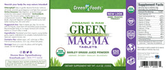 Organic seal closeup emphasizing certified organic ingredients in Green Magma