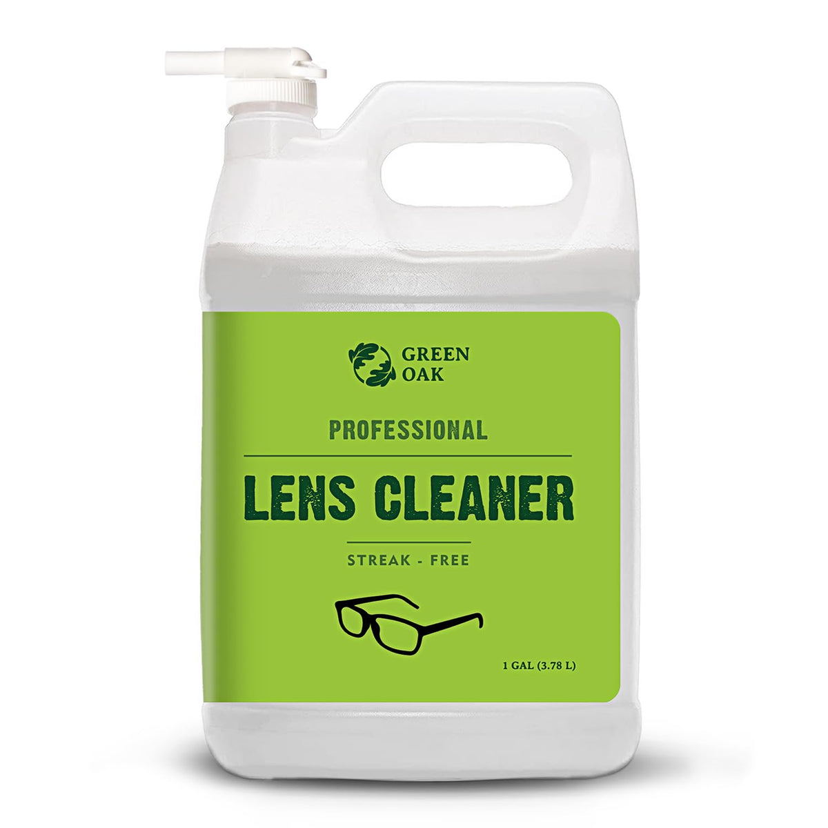 Green Oak Lens Cleaner Refill with dispensing tap for easy refills and streak-free clarity.