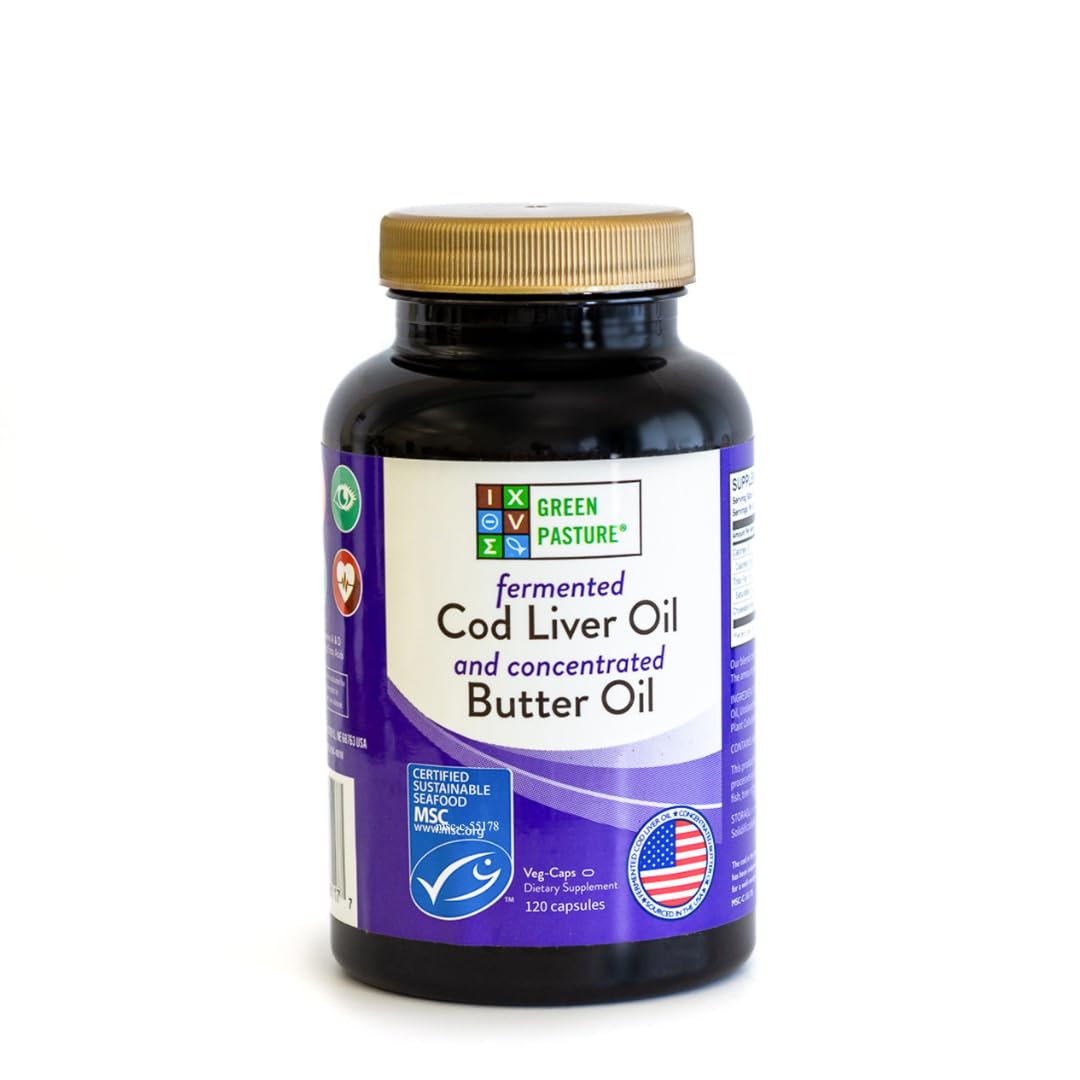 Green Pasture capsules with fermented cod liver oil butter blend for daily wellness