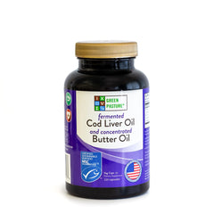 Green Pasture capsules with fermented cod liver oil butter blend for daily wellness