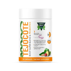 Green Royalty Tejocote Root bottle shows a natural wellness supplement for daily balance.