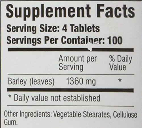 Green Supreme Barley Power packaging inside shows label and alkaline blend details