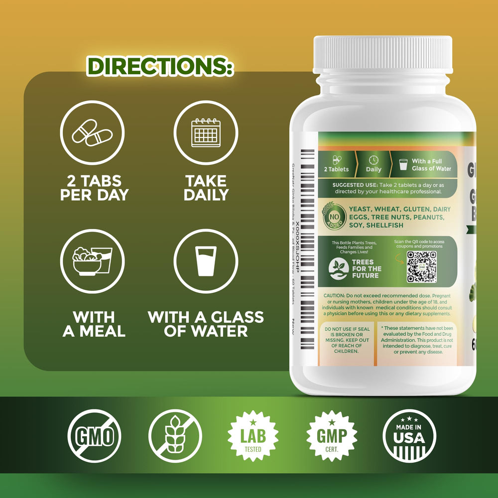 GreeNatr label showing 60 tablets for convenient use