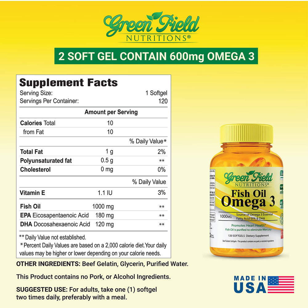 Greenfield Nutritions Halal Fish Oil molecularly distilled to reduce heavy metals