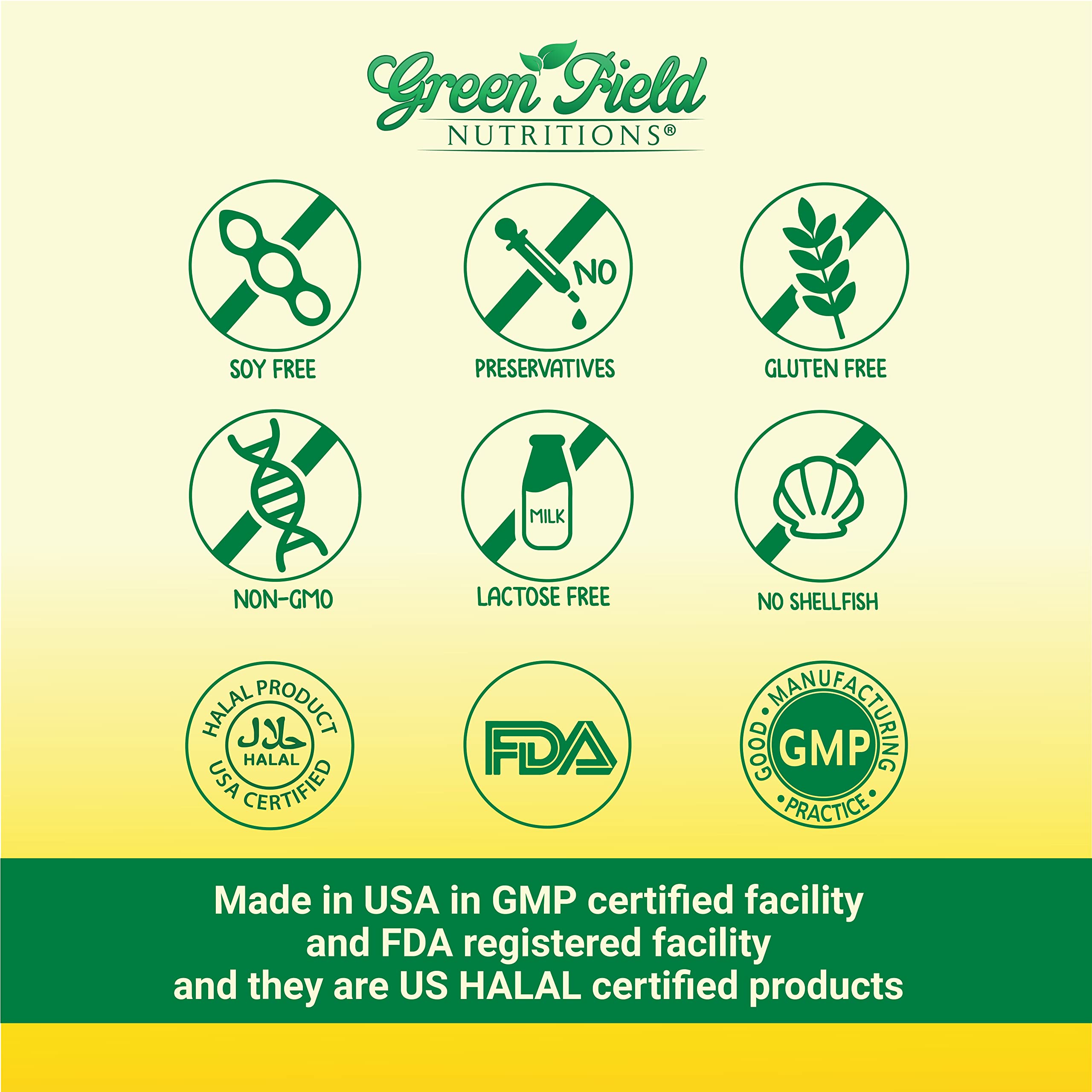 Greenfield Nutritions Halal Fish Oil produced in USA with GMP certification