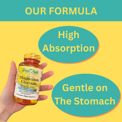 Greenfield Nutritions halal magnesium glycinate bottle gluten-free label indicating purity