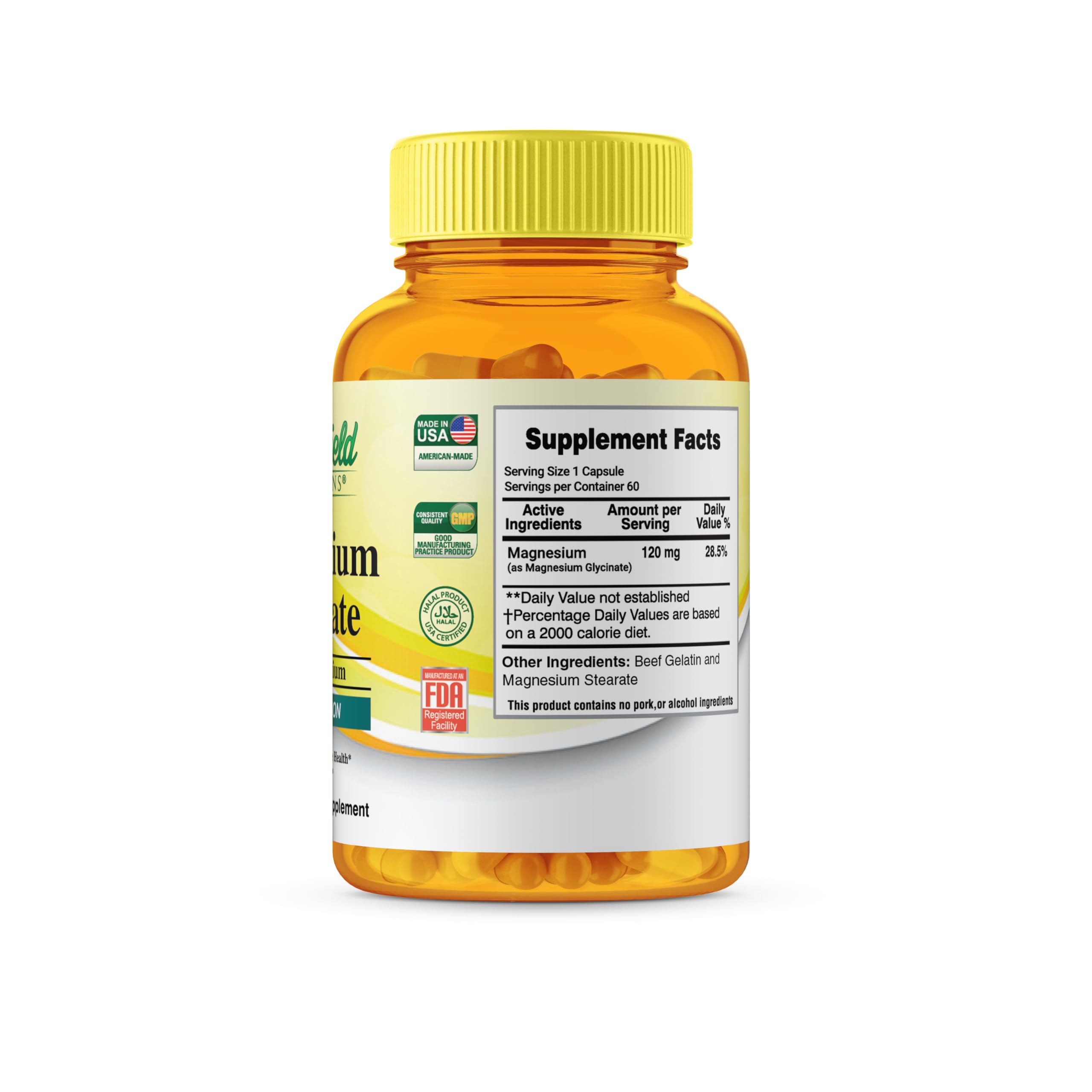 Greenfield Nutritions halal magnesium glycinate packaging designed for easy storage