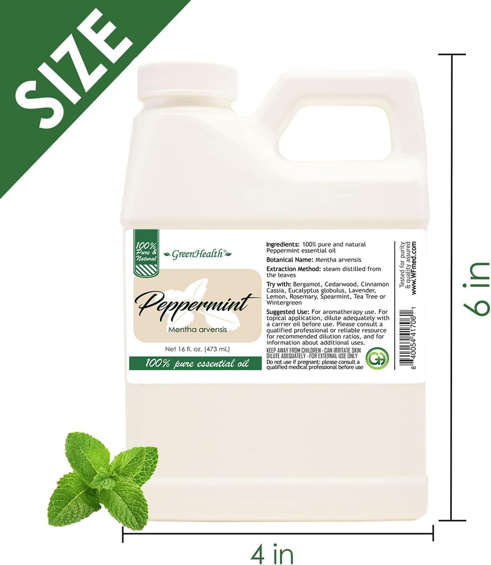GreenHealth Peppermint Oil bottle cap shown, child-resistant for safe, everyday use.