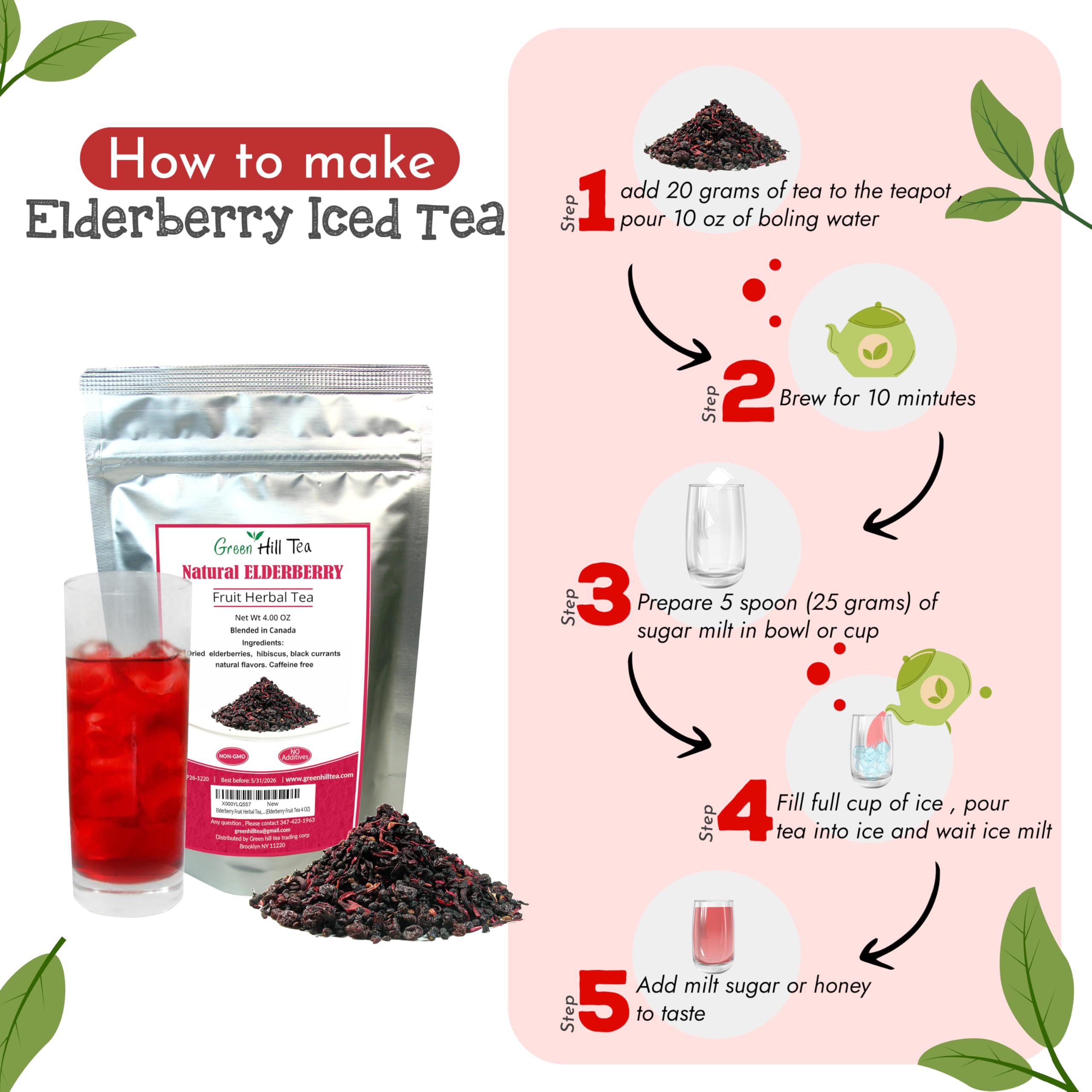 Greenhilltea hibiscus flowers add bright color and tangy aroma.