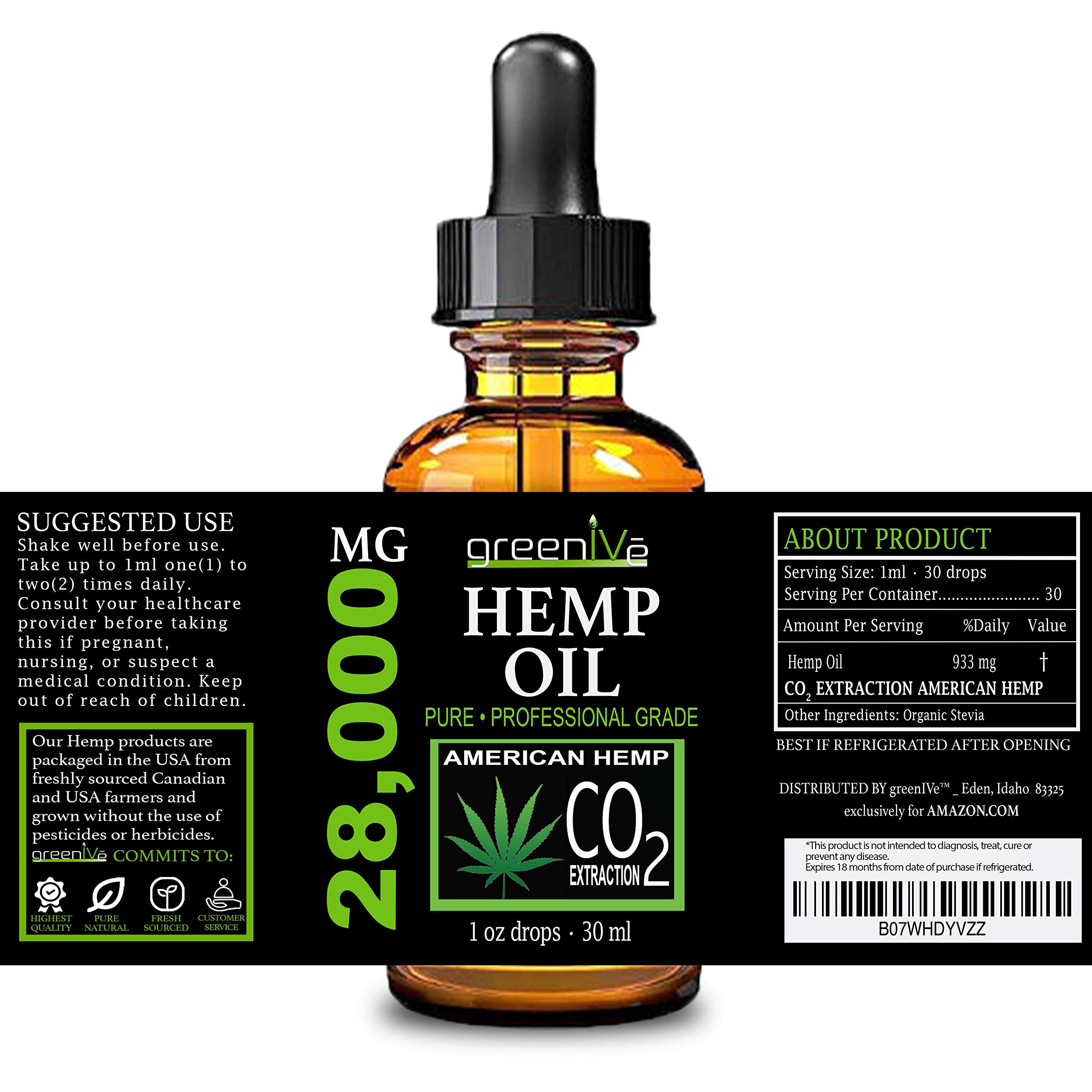 GreenIVe hemp oil visual highlights omega-3, -6, -9 from plant-based hemp seeds.