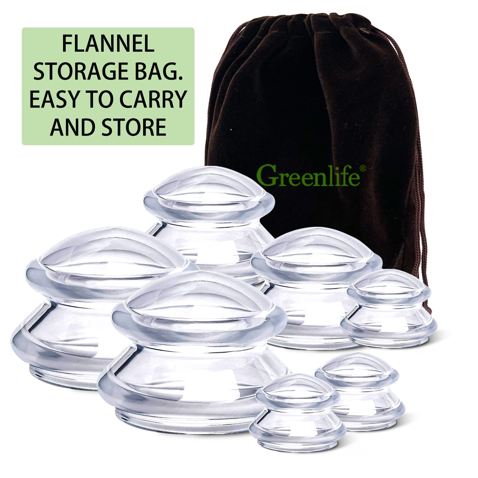 GreenLife cup set for back neck and knee therapies.