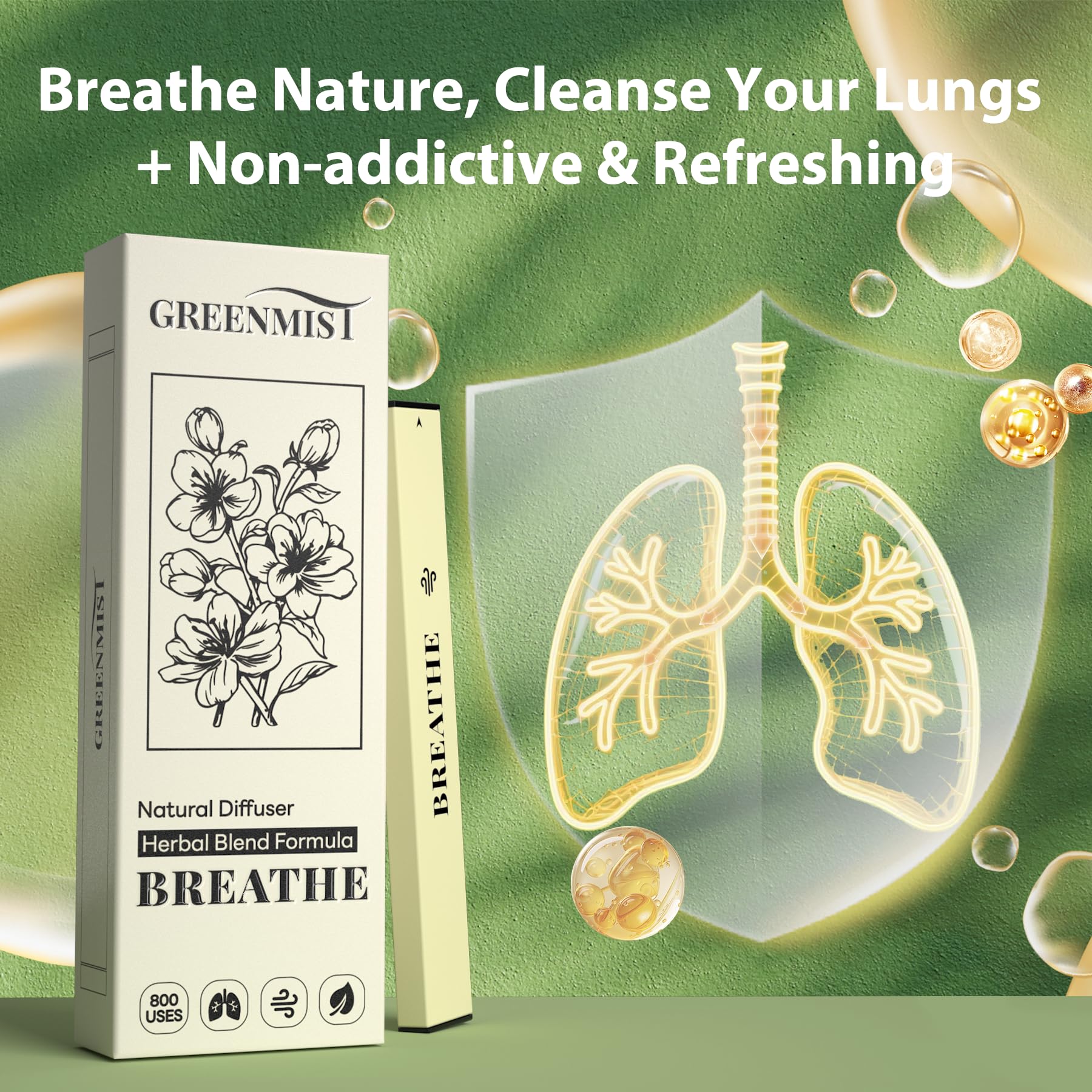 GREENMIST Mullein Diffuser Pen closeup of the herbal blend highlighting calming aroma