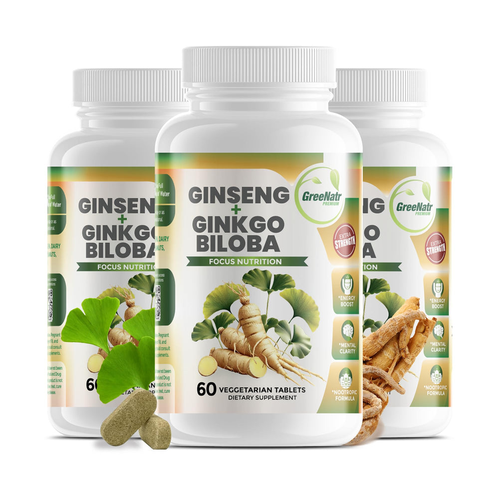 GreeNatr ginko-biloba-panax-ginseng bottle for daily focus support.