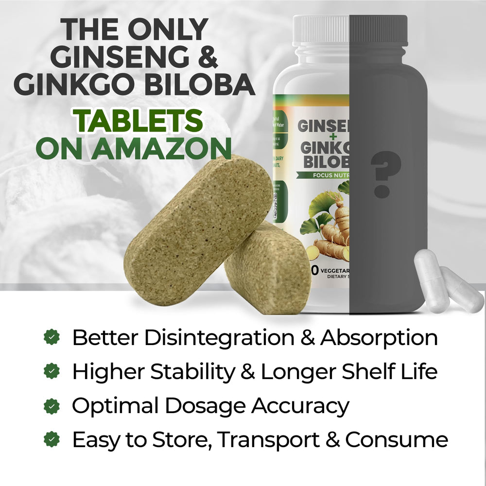 GreeNatr ginko-biloba-tablets closeup showing two-tablet daily dose.