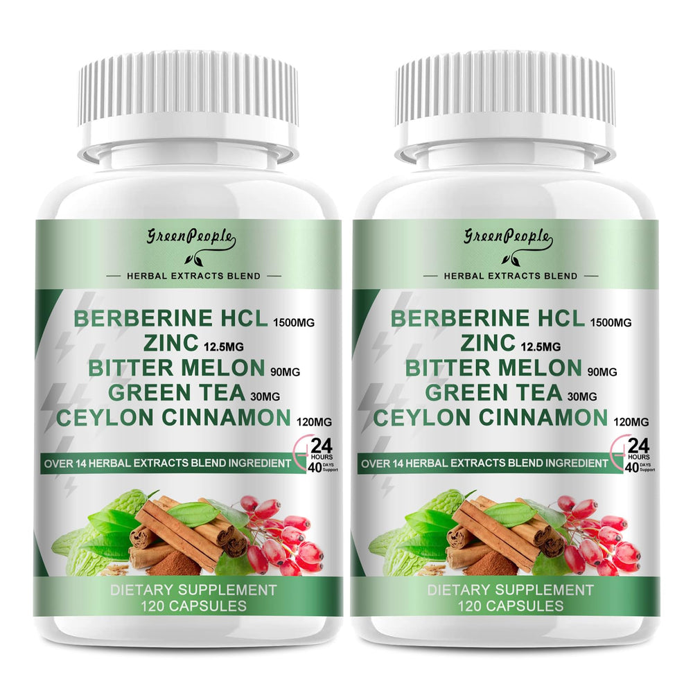 GreenPeople Berberine capsules bottle, convenient daily immune support and balanced digestion.