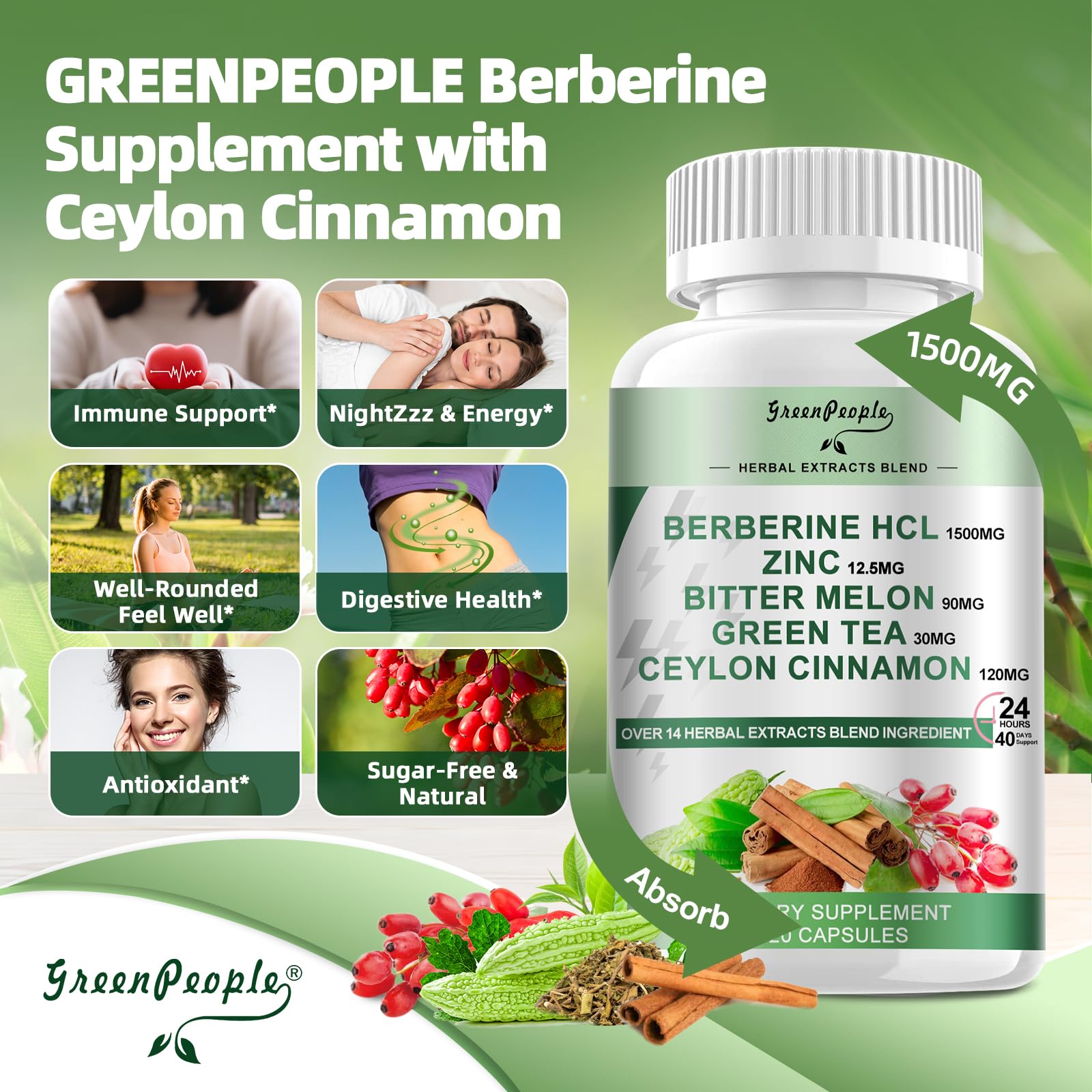 GREENPEOPLE Berberine label packaging highlighting ingredients