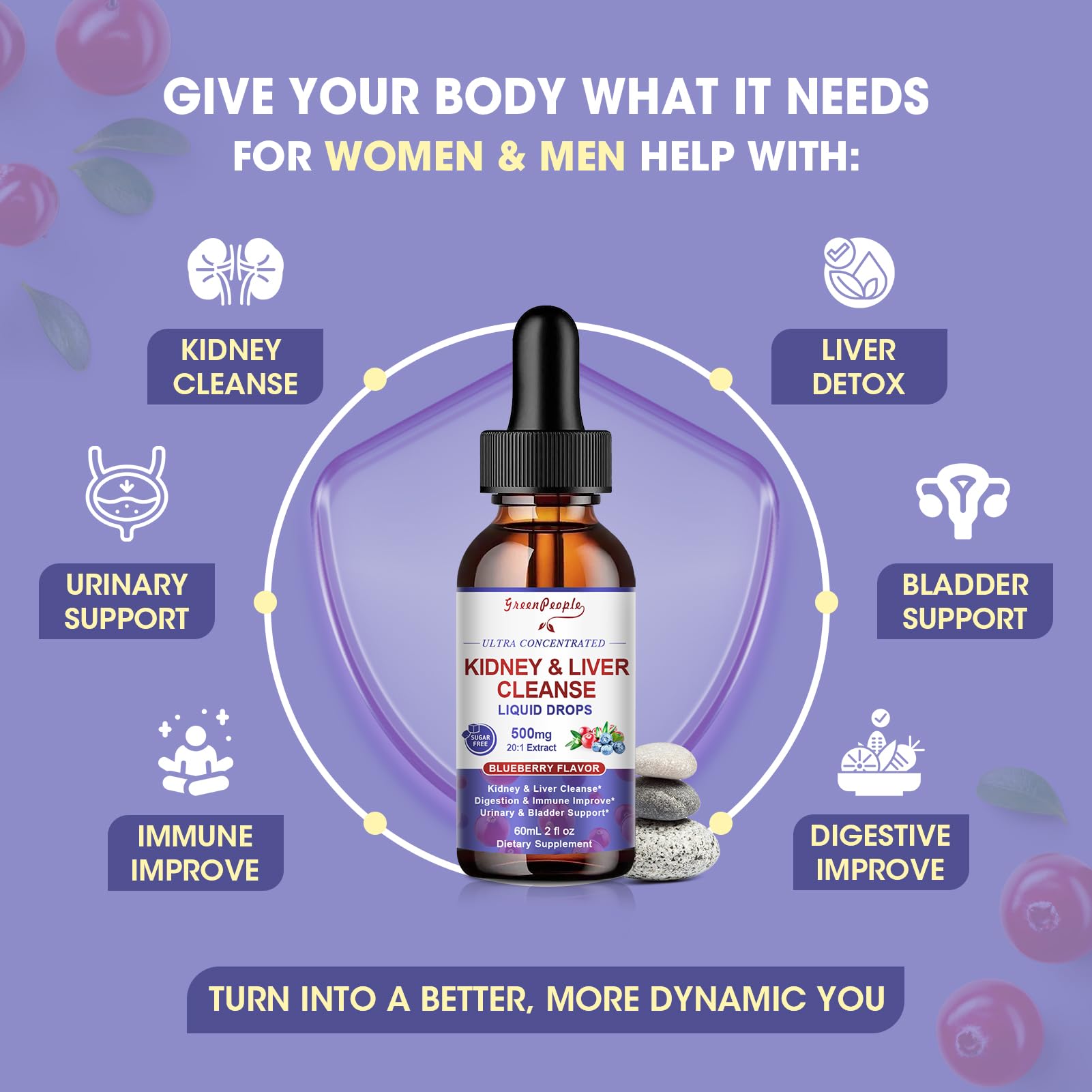 GreenPeople Kidney Cleanse cranberry 20:1 extract highlights potent urinary support potential.